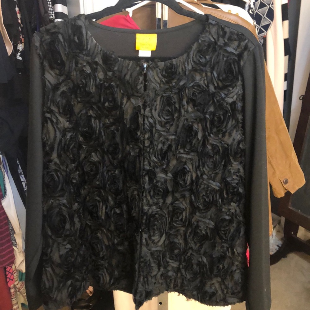 ❤️ Ruby Rd. Rose Textured Black Cardigan
